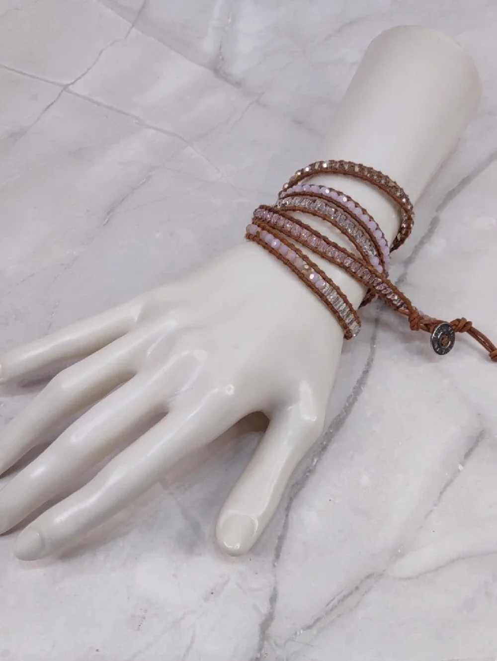 Victoria Emerson Pink Crystal Beaded Wrap Bracelet
